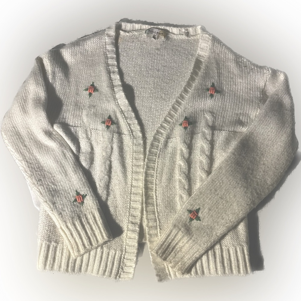 Medium Hazel Moon Flower Cardigan WHITE